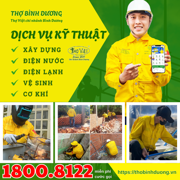 Thợ Bình Dương chuyên dịch vụ kỹ thuật tại Bình Dương