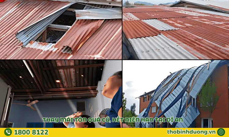 Thay mái tôn quá cũ, hết niên hạn tại Dĩ An