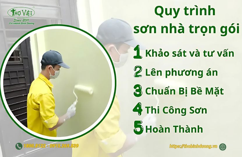 Quy trình thực hiện sơn nhà Bình Dương trọn gói