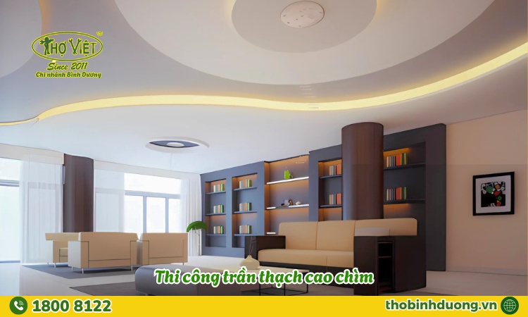 Thi công trần thạch cao chìm Bình Dương