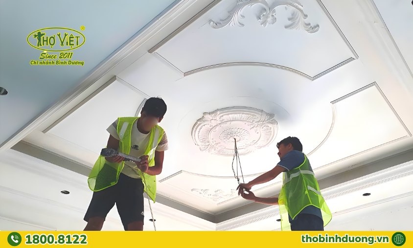 Quy trình sơn phào chỉ trần nhà cho phòng khách