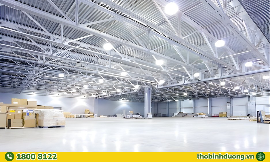 Thi công hệ thống đèn chiếu sáng nhà xưởng Bình Dương