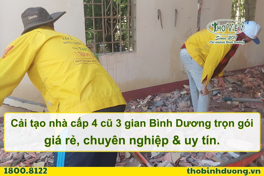 Báo giá cải tạo nhà cấp 4 cũ 3 gian Bình Dương trọn gói
