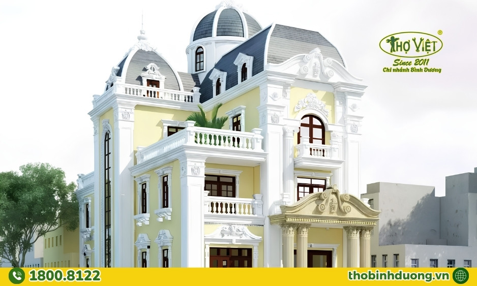 Khu vực sơn nhà màu vàng kem nhạt Bình Dương