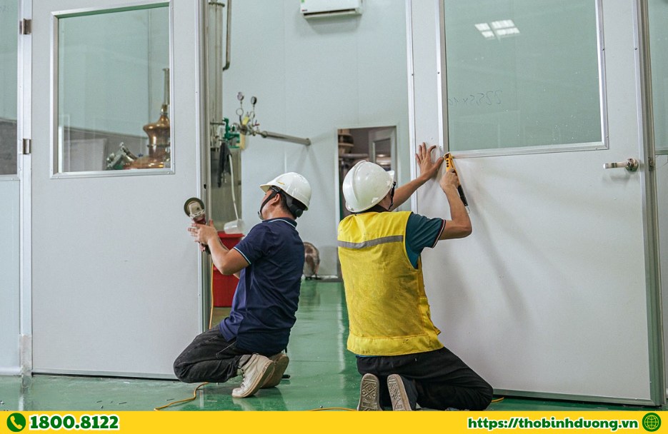 Khu vực có thợ lắp vách Panel Vĩnh Tân