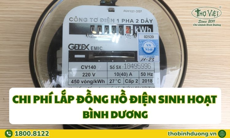Chi phí lắp đồng hồ điện sinh hoạt Bình Dương