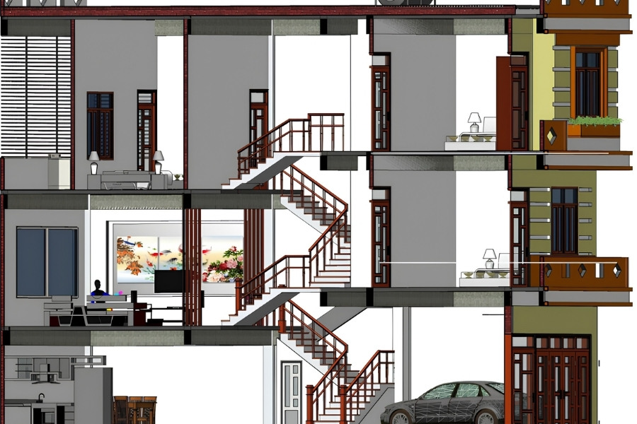 Vị trí đất có thể xây nhà lệch tầng