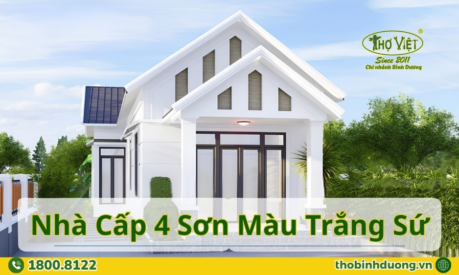 Nhà cấp 4 sơn màu trắng sứ